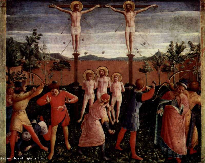 Martyrium der Heiligen Kosmas und Damian (Errettung von Kreuzigung und Steinigung)