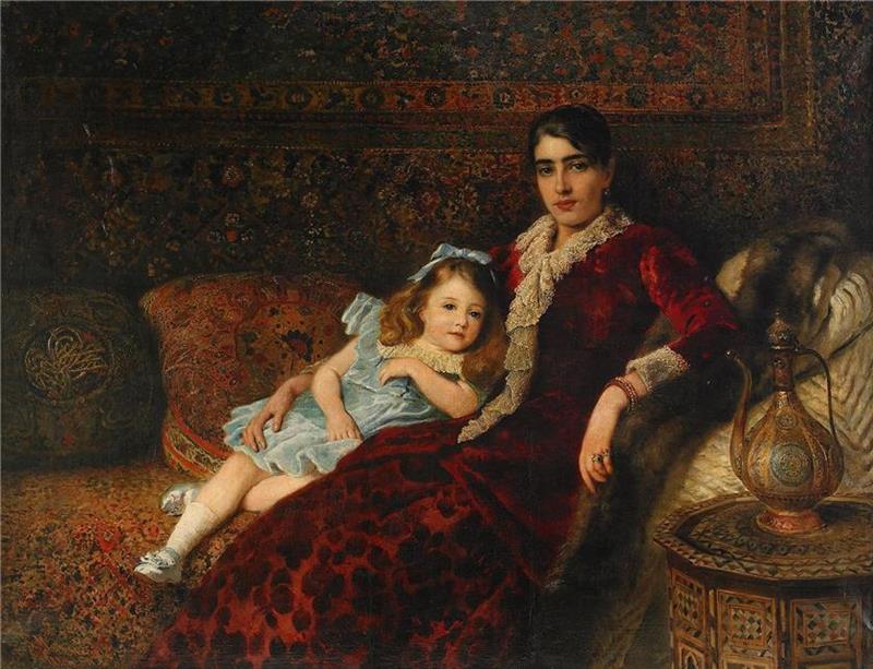 Mother and Daughter in an Interior