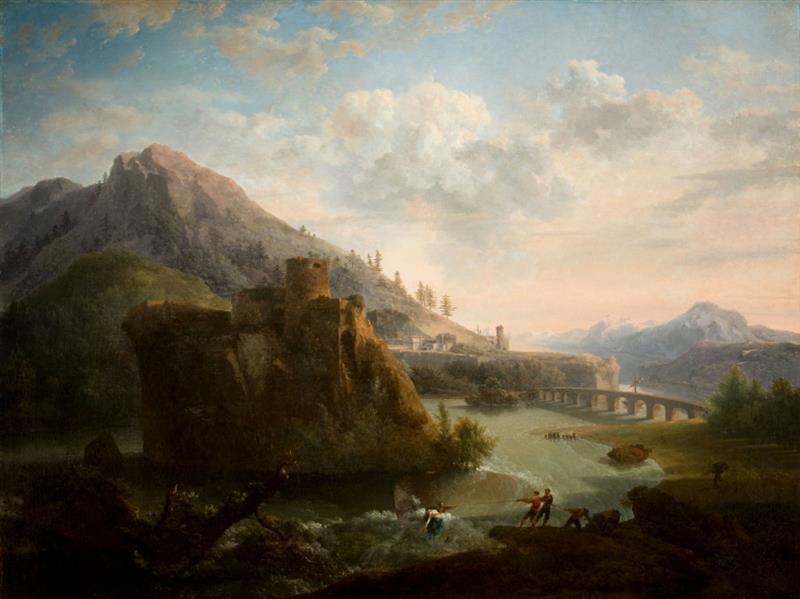 Mountainous Landscape with a Castle and Figures along a River