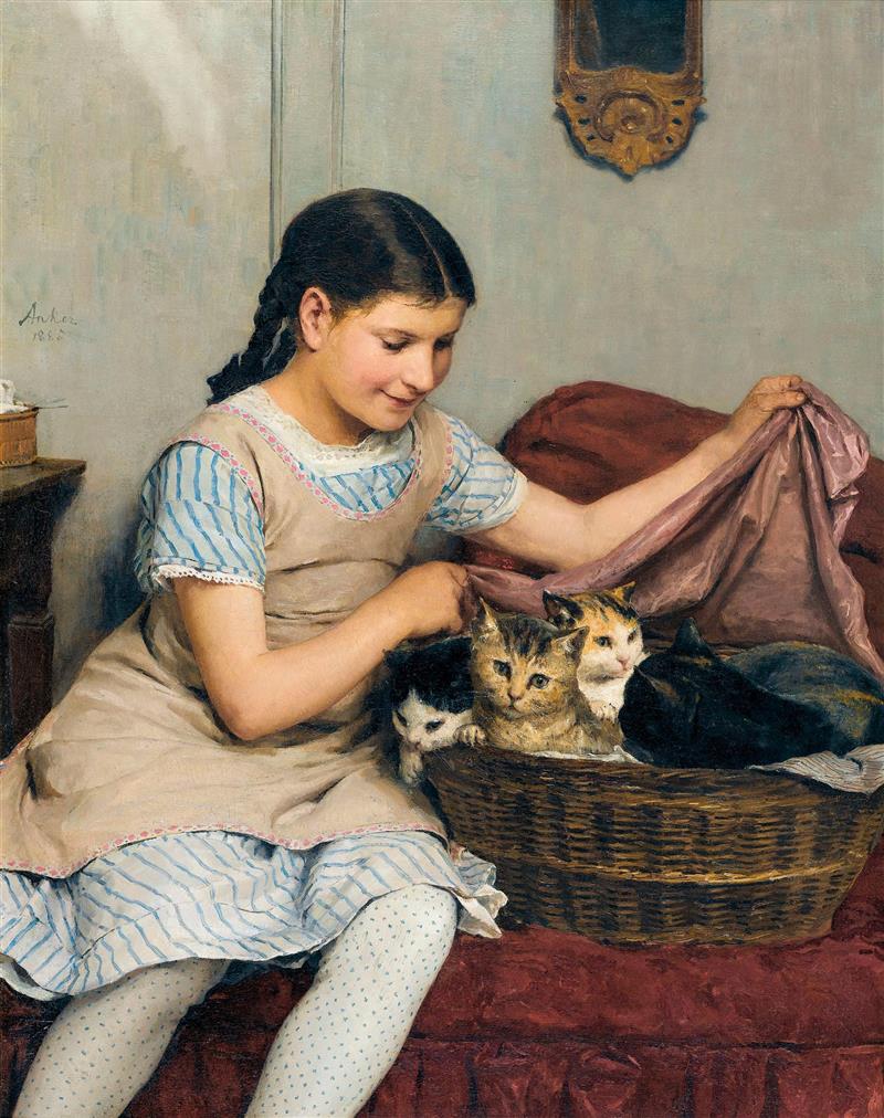 Mädchen mit Katzen