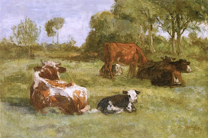Near Honfleur, Cows in a Pasture