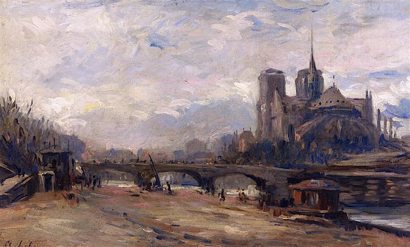 Notre Dame de Paris and the Port de l'Archedêché from the Quai de la tournelle