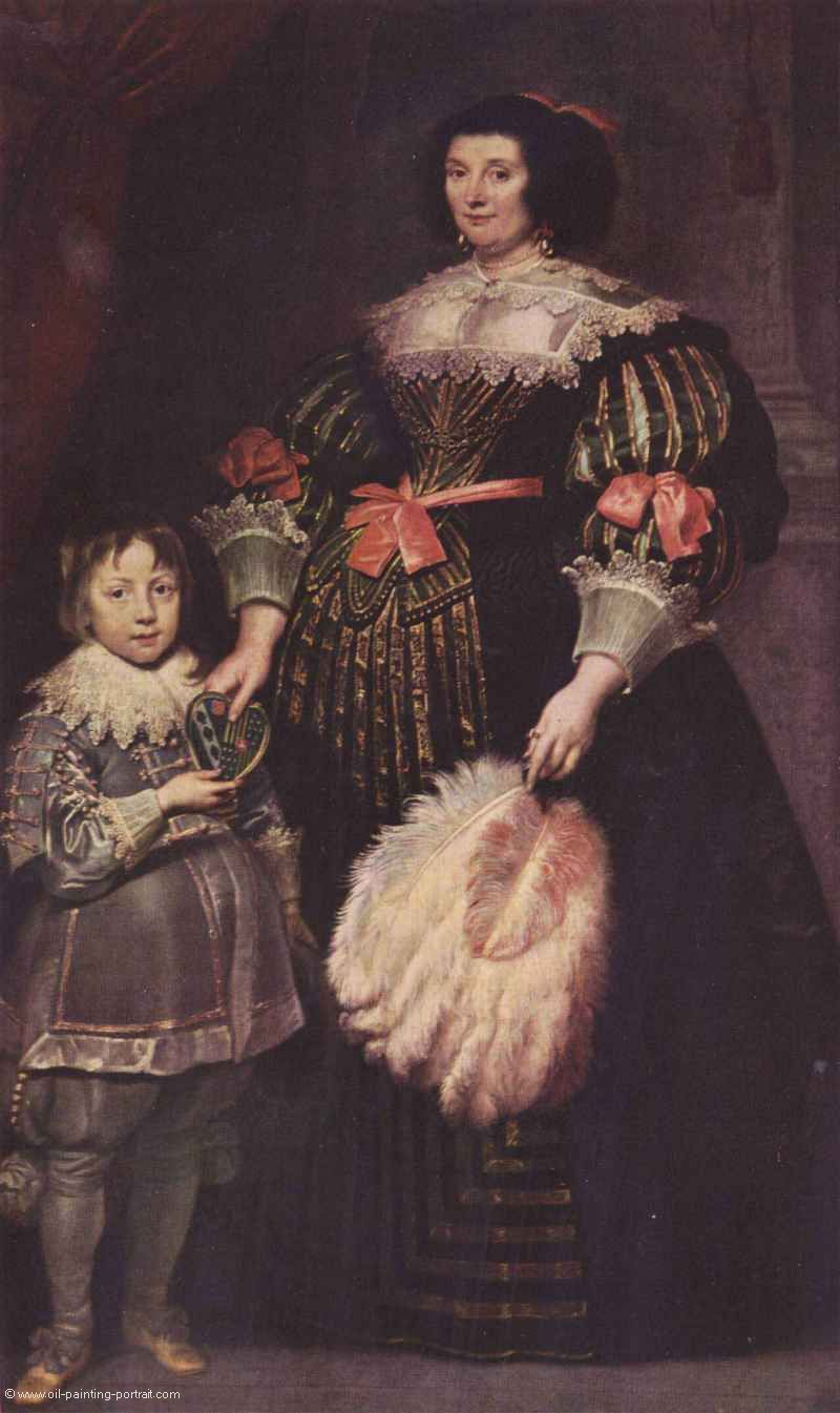 Portrait der Charlotte Butkens (Herrin von Anoy mit ihrem Sohn)