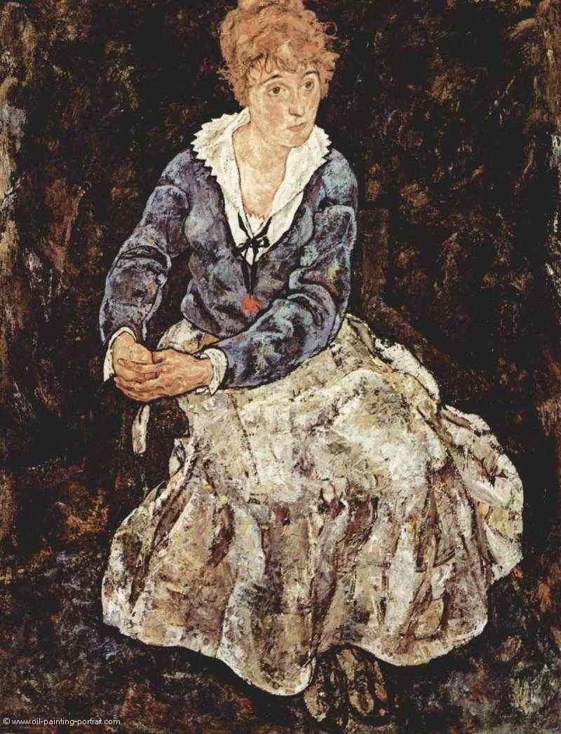 Portrait der Edith Schiele sitzend