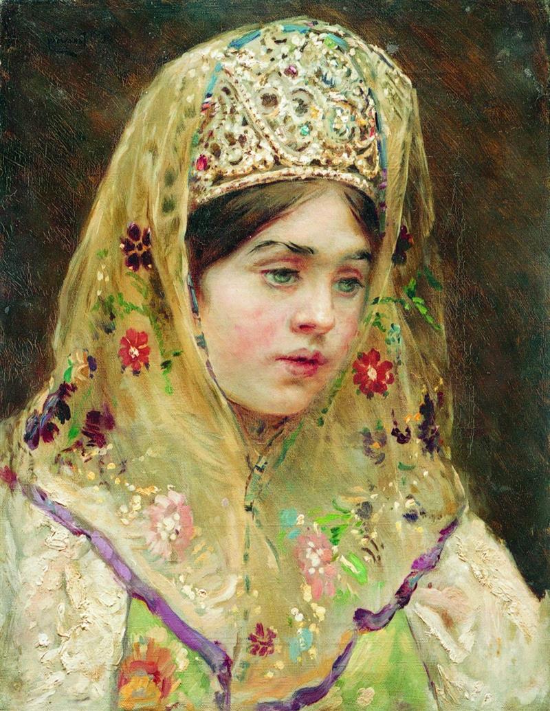 Portrait of a Girl in the Russian Costume