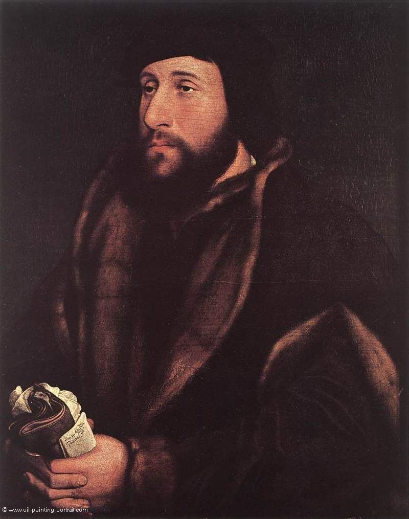Portrait of a Man Holding Gloves and Letter