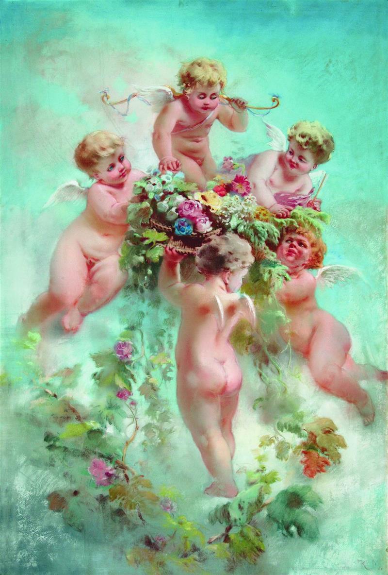 Putti with Flowers