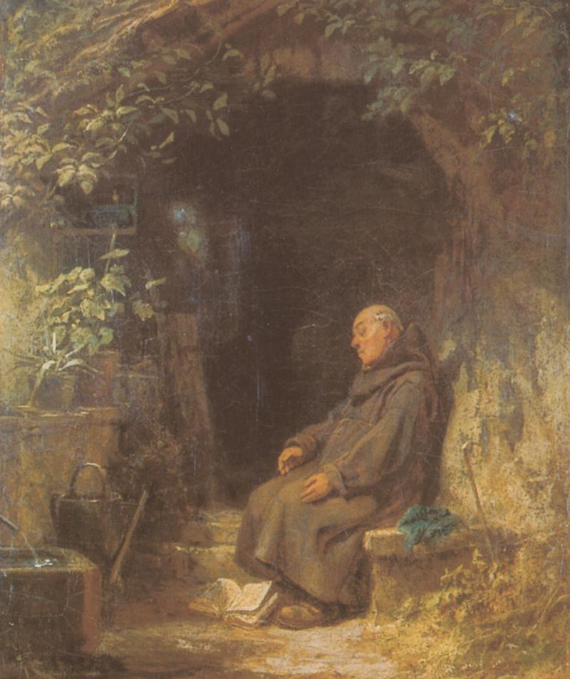 Schlafender alter Mönch