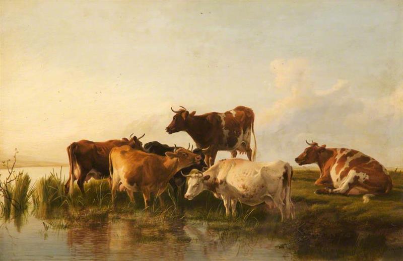 Six Cows on the Banks of a River