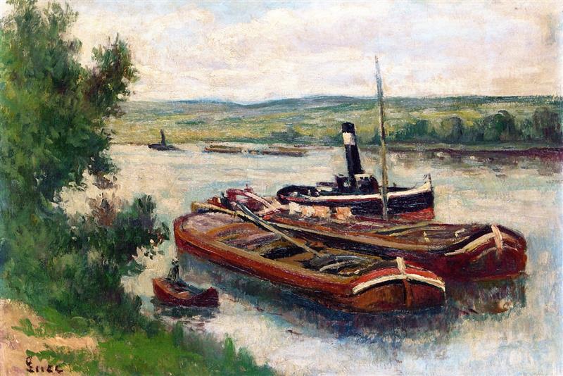 Steamer and Barges at Mericourt