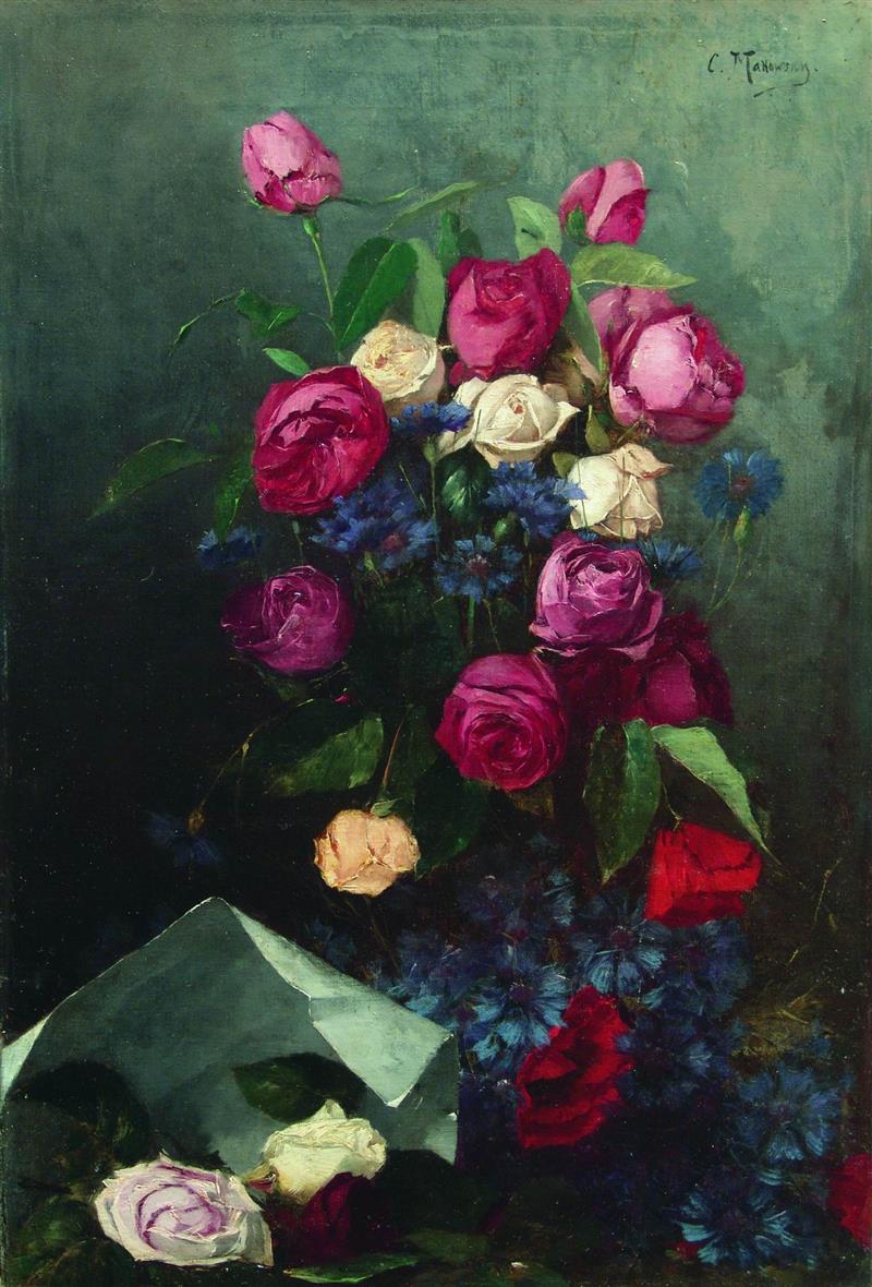 Still Life with Roses and Cornflowers