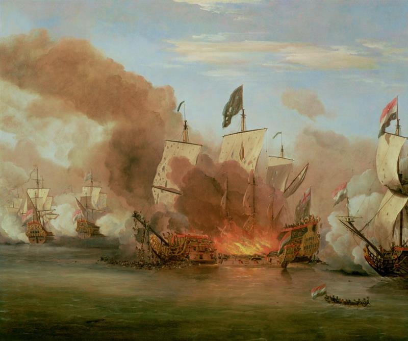 The Burning of the Royal James at the Battle of Sole Bank