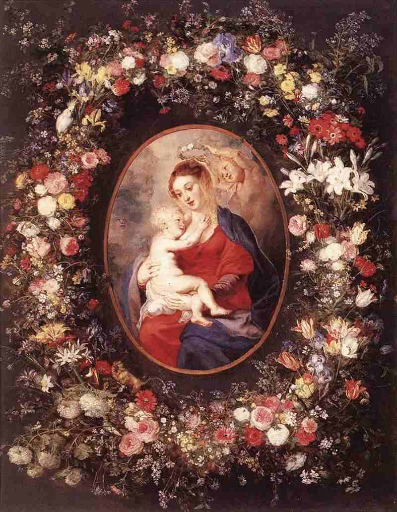 The Virgin and Child in a Garland of Flower