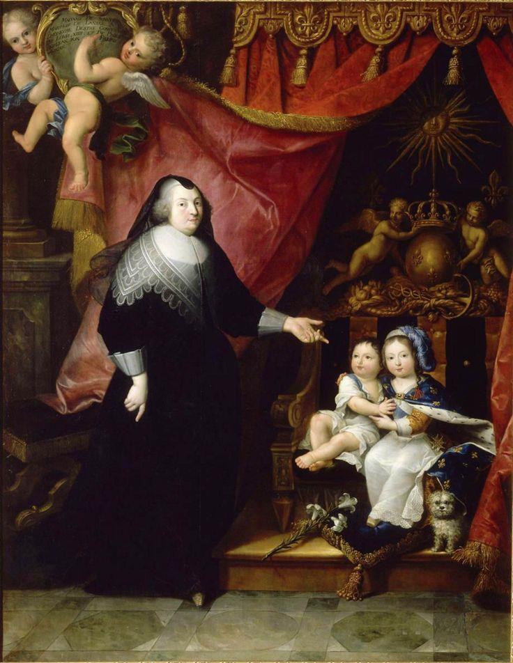 The young Louis XIV with his brother Philippe and his governess madame Lansac