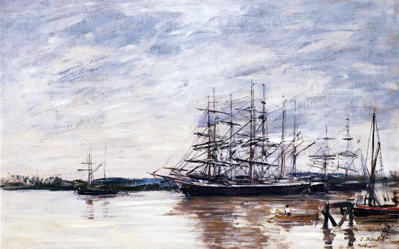 Three Masted Ship in Port, Bordeaux