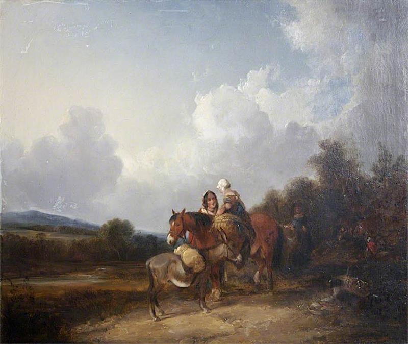 Travellers by a Gypsy Encampment
