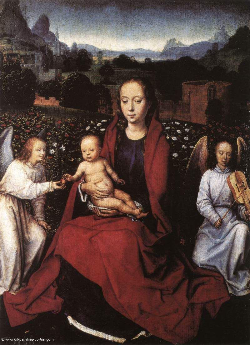 Virgin and Child in a Rose Garden with Two Angels