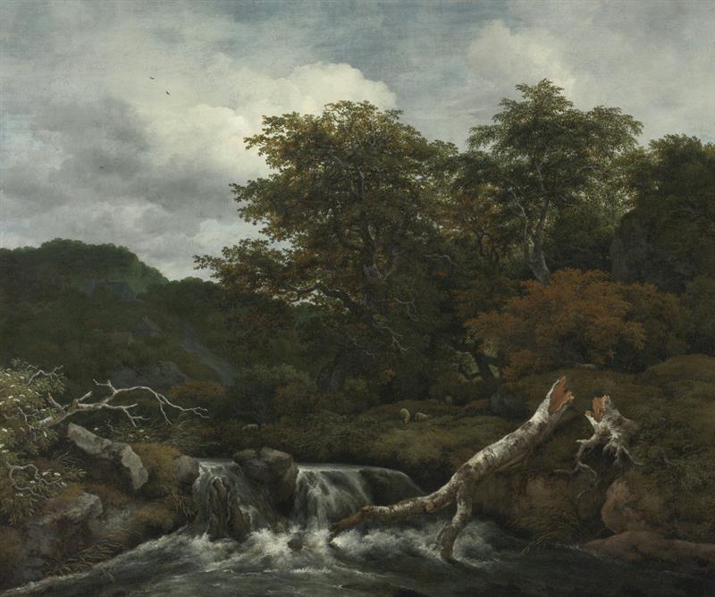 Waterfall in a Hilly Landscape
