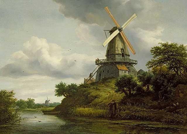 Windmill by a River
