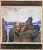 Bild:Syrinx blasender Faun am Meer