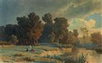 Bild:Landschaft mit stillem Wasser