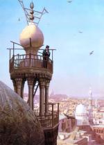 Bild:A Muezzin from the Top of a Minaret the Faithful to Prayer