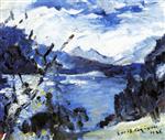Bild:The Walchensee with Mountain Range and Shore
