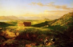 Bild:The Temple of Segesta with the artist sketching