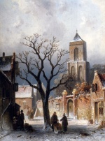 Bild:Une scène de village sous la neige