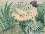 Bild:Jeune fille dans l'herbe des dunes