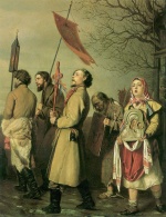 Bild:Procession de Pâques dans le village, partie gauche