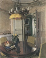 Bild:Table de salle à manger avec bouquet de fleurs