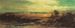 Bild:Paysage plat au pied des montagnes