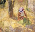 Bild:Young girl reading a book