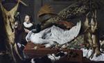 Bild:Hung Game, with a Swan and a Peacock on a Table, and a Page Holding a Parrot