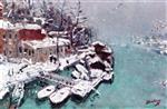 Bild:Train of Barges in the Snow