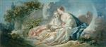 Bild:Jupiter disguised as Diana tries to seduce Callisto