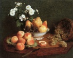 Bild:Fleurs et fruits sur une table