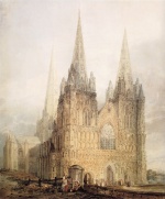 Bild:Façade ouest de la cathédrale de Lichfield