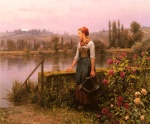 Bild:Femme avec arrosoir près de la rivière