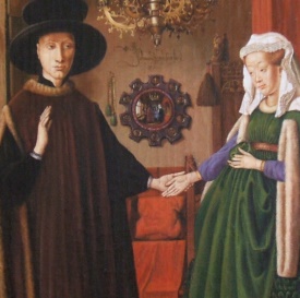 Jan van Eyck Portrait of Giovanni Arnolfini and his Wife Detail