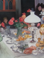 Um die Abendlampe - Carl Larsson