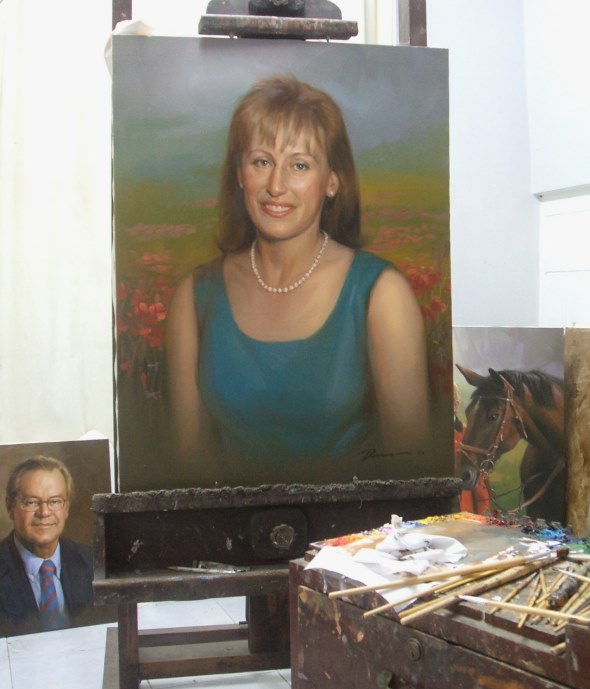 Frau Mohnblumenfeld Gemälde