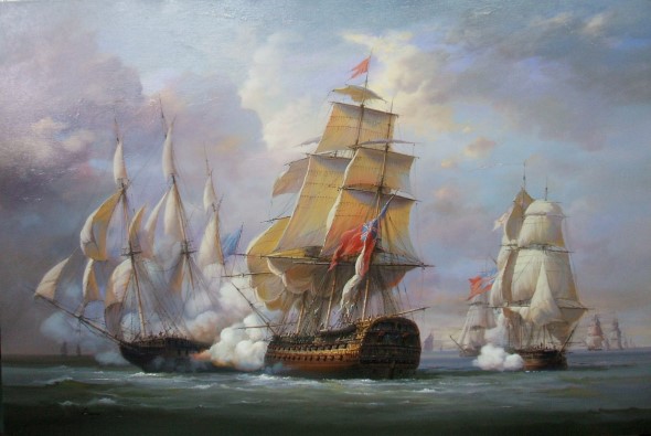 Seeschlacht der HMS Tremendous mit der französischen Connoniere